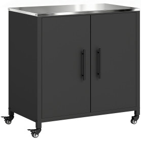 Trädgårdsskåp Med Planteringsbord Rostfritt Stål Arbetsyta, Skåp - Grå