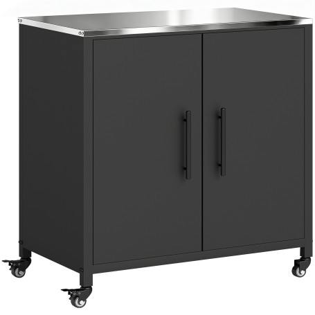 Trädgårdsskåp Med Planteringsbord Rostfritt Stål Arbetsyta, Skåp - Grå