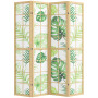 Vikbar Rumsavdelare Grön Boho Tropiskt Motiv Träram 4-Delad