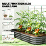 Odlingslåda Med Rankgaller Grå 220 x 110 x 150 cm Metall