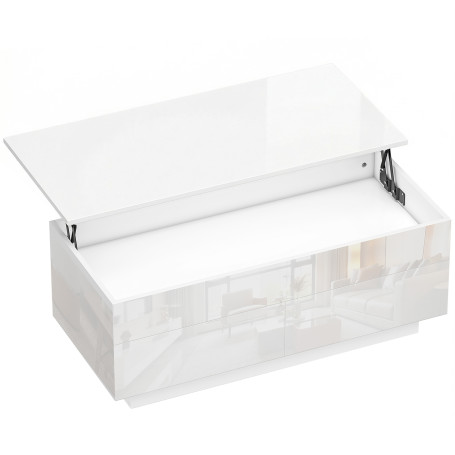 Höj- Och Sänkbart Soffbord Vit Med Förvaring Och 2 Lådor