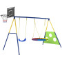 4-i-1 Gungställning med bo-gunga, U-gunga, basketkorg och fotbollsmål 288 x 160 x 220 cm Metall Grån
