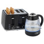 Vattenkokare Och 4-Skivors Brödrost Set Svart 1,7 l 2200 W