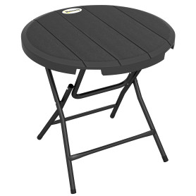 Runt Klappbart Trädgårdsbord Grå 80 x 80 x 73 cm Stål Plast Trälook