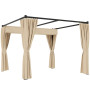 Fristående Pergola Beige 3 x 3 m Med Skjuttak Och Sidoväggar
