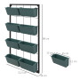 Vägg Blomlådor Ställ med 8 Lådor 52,5 x 14 x 90 cm r Mörkgrön Svart