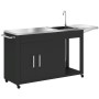 Komplett utomhus diskstation / Grillvagn Svart 162,5 x 47 x 87 cm Rostfritt Stål