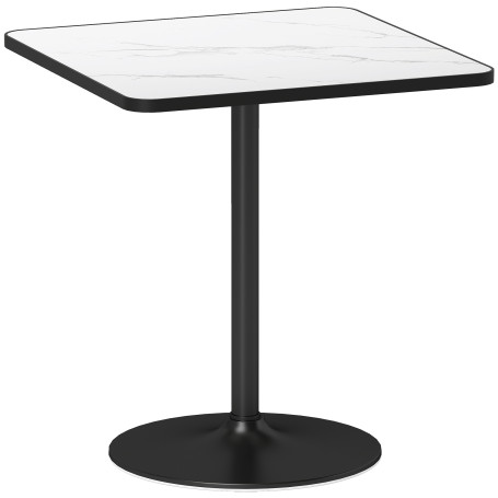 Matbord Vit 70 x 70 cm Fyrkantigt Marmorlook För 4 Personer