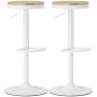Rund Barstolar Justerbar Höjd Vit 38,5 x 38,5 x 60–80 cm Stål Trä 2-pack