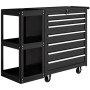Verktygsvagn med 7 Lådor, 3 Hyllor Metall Svart 96 x 33,5 x 75 cm