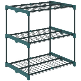 Växtställ Mörkgrön 72 cm Stål 3 Hyllplan