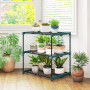 Växtställ Mörkgrön 72 cm Stål 3 Hyllplan