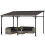 Väggmonterade Pergola Grå 400 x 300 cm Aluminium Och Metall Med Polykarbonattak