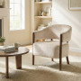 Accentfåtölj Beige Chenille Massivt Trä