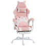 Ergonomisk Gamingstol Rosa Konstläder Med Fotstöd