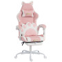 Ergonomisk Gamingstol Rosa Konstläder Med Fotstöd