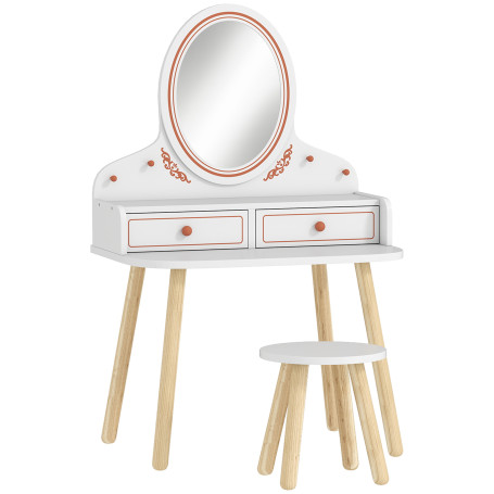 Sminkbord För Barn Med Pall Vit 56 x 38 x 87,8 cm Trä