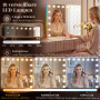 Stor Sminkspegel Med 18 Dimbara LED-Lampor Bluetooth-Högtalare 80 x 60 cm