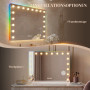 Stor Sminkspegel Med 18 Dimbara LED-Lampor Bluetooth-Högtalare 80 x 60 cm
