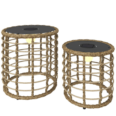 Solcells Golvlampa Set 2 st Brun Rotting LED IP44