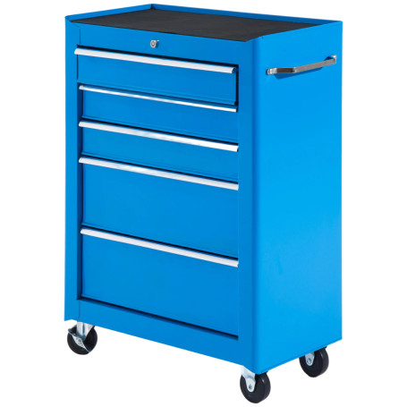 Rullbar Verktygsvagn Blå Stål 5 Lådor
