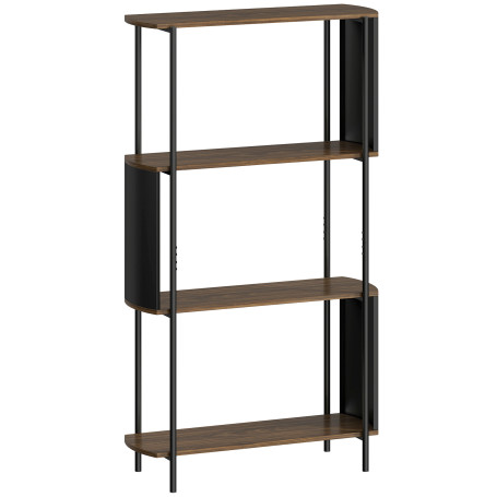 Fristående Bokhylla Brun Trälook 4 Hyllplan Industriell Stil