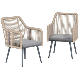 Trädgårdsstol 2-Pack Ljusgrå Metall Med Armstöd Och Sittdyna