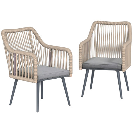 Trädgårdsstol 2-Pack Ljusgrå Metall Med Armstöd Och Sittdyna