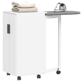 Hopfällbart Strykbrädsskåp På Hjul Vit Med Justerbar Hylla