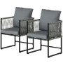 Trädgårdsstol Set 2-pack Grå 52 x 52 x 66 cm Stål PE-rotting