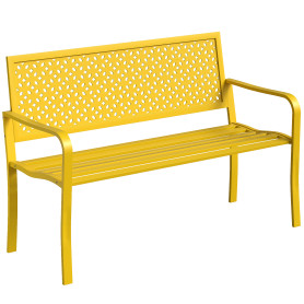 Trädgårdsbänk Gul 2-Sits Metall Väderbeständig 240 kg