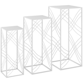 Stapelbart Växtställ 3-Delar Vit Metall 50/60/70 cm