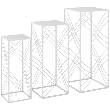 Stapelbart Växtställ 3-Delar Vit Metall 50/60/70 cm