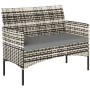 Trädgårdssoffa Rotting Hellgrå 2-sits Stålram Med Dynor