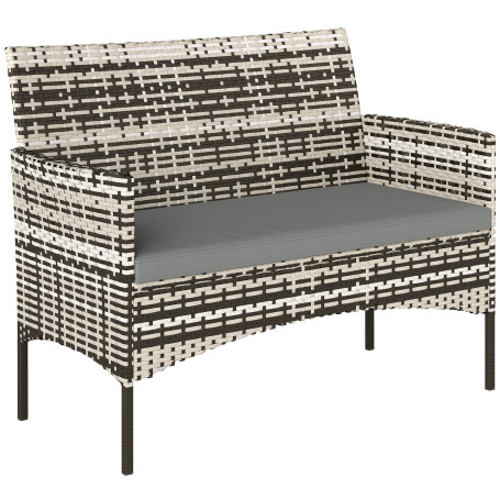 Trädgårdssoffa Rotting Hellgrå 2-sits Stålram Med Dynor
