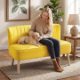 Tvåsitssoffa Gul 117 x 56,5 x 77 cm Tyg