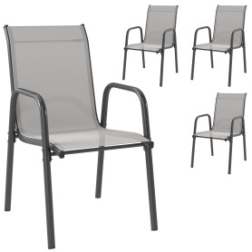 Stapelbara Terrassstolar Svart 4-Pack Med Armstöd