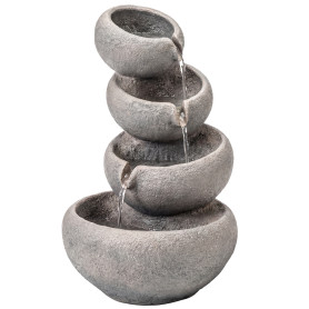 Trädgårdsfontän Grå 35 x 32 x 50 cm Konstharts Med LED Belysning