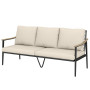 Trädgårdssoffa 3-Sits Khaki Konstrotting Stålram Trälook Armstöd