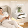 Vägghängt Sängbord 2-Pack Vit Med RGB-LED Och Låda