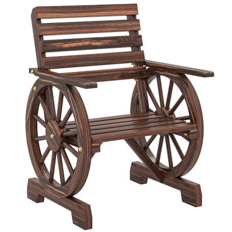 Trädgårdsstol Brun Trä Landhusstil Vagnhjulsdesign