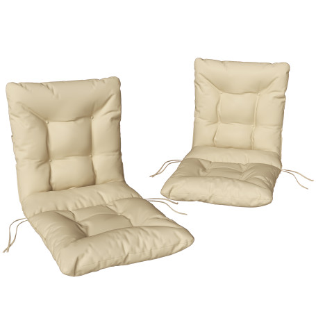 Utomhussittdyna Med Ryggstöd Och Band Beige Vattenavvisande