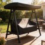 Vattentätt Skydd Över Trädgårdsgunga 3-Sits Svart Oxfordtyg 420D