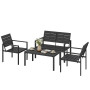 Trädgårds lounge set Svart För 4 Personer Med Bord