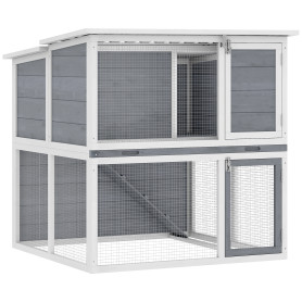 Kaninbur Grå 98 x 95 x 102,5 cm Trä Två Våningar