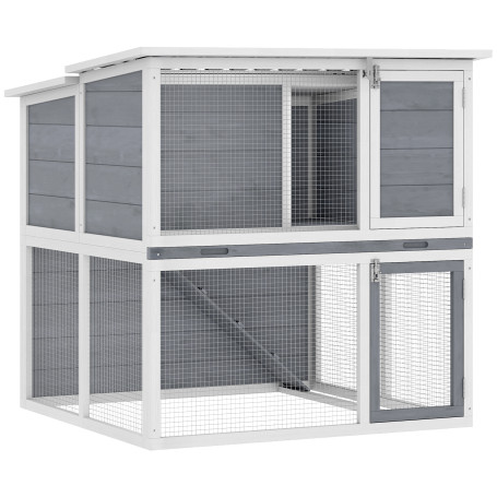 Kaninbur Grå 98 x 95 x 102,5 cm Trä Två Våningar