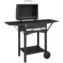 Kolgrill Med Lock Svart Med Sidobord Och Termometer
