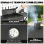 Kolgrill Med Lock Svart Med Sidobord Och Termometer