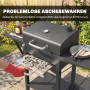 Kolgrill Med Lock Svart Med Sidobord Och Termometer