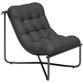 Ergonomisk Loungestol Mörkgrå Stål Med Dyna